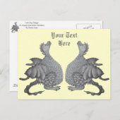 神秘の生き物かわいい灰色のベビー竜 ポストカード (正面/裏面)