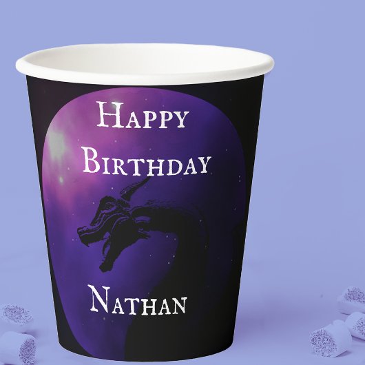 神秘の紫の月に照らされた竜 紙コップ