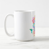 神秘の花のモノグラム ホワイト 開花 コーヒーマグカップ (左)