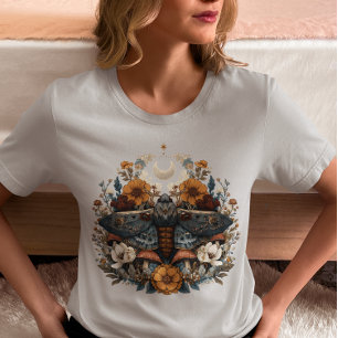 神秘の蛾 カントリーロア ボヘミアン スタイルのきのこ柄 Tシャツ