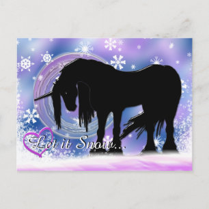 神秘の黒ユニコーン (Let It Snow) シーズンポストカード