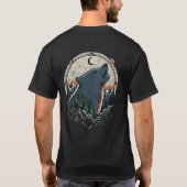 神秘オオカミの遠吠えTシャツ - 自然の精霊動物 Tシャツ (裏面)