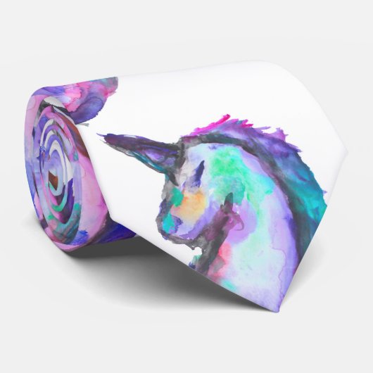 神秘ピンクティール（緑がかった色）ユニコーンシーホースの水色 ネクタイ (ロール)