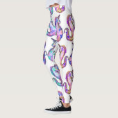 神秘ピンクティール(緑がかった色)ユニコーンシーホースの水色 レギンス (左)