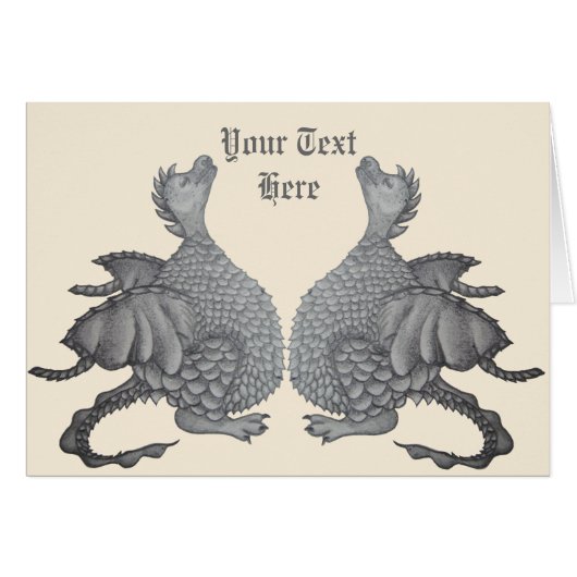 神秘ファンタジーの生き物かわいい灰色のドラゴン双子 (正面横)