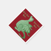 神秘ファンタジーの生き物かわいい緑の竜 スタンダードカクテルナプキン (角)