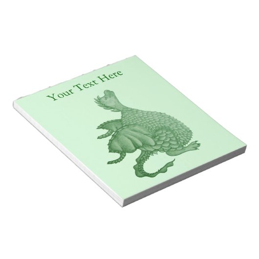 神秘ファンタジーの生き物かわいい緑の竜 ノートパッド (アングル)