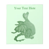 神秘ファンタジーの生き物かわいい緑の竜 ノートパッド (正面)