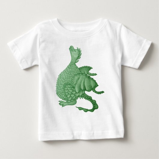 神秘ファンタジーの生き物かわいい緑の竜 ベビーTシャツ (正面)