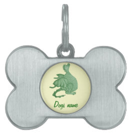 神秘ファンタジーの生き物かわいい緑の竜 ペットネームタグ