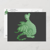 神秘ファンタジーの生き物かわいい緑の竜 ポストカード (正面/裏面)