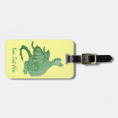 神秘ファンタジーの生き物かわいい緑の竜 ラゲッジタグ (正面横)