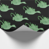 神秘ファンタジーの生き物かわいい緑の竜 ラッピングペーパー (角)