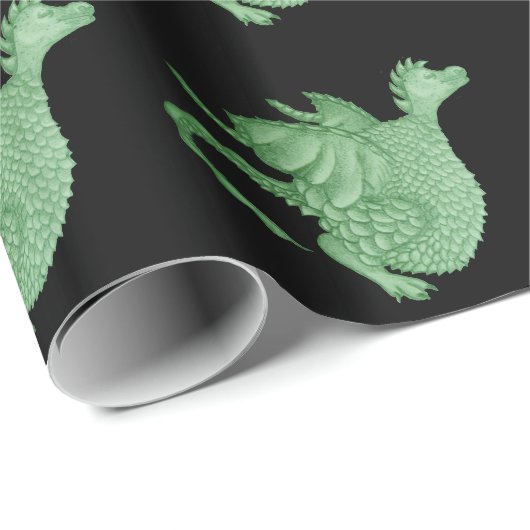 神秘ファンタジーの生き物かわいい緑の竜 ラッピングペーパー (ロールコーナー)
