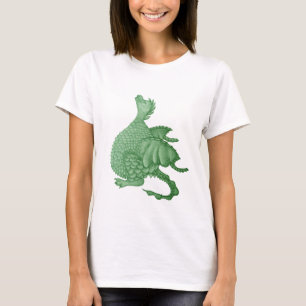 神秘ファンタジーの生き物かわいい緑の竜 Tシャツ