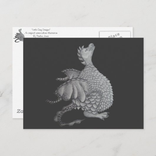 神秘ファンタジーの生き物のかわいい灰色の竜 ポストカード (正面/裏面)