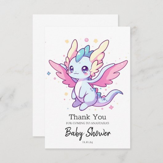 神秘モダンドラゴンベビーシャワー サンキューカード (正面/裏面)