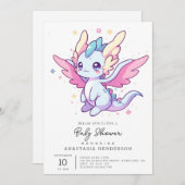 神秘モダンドラゴンベビーシャワー 招待状 (正面/裏面)