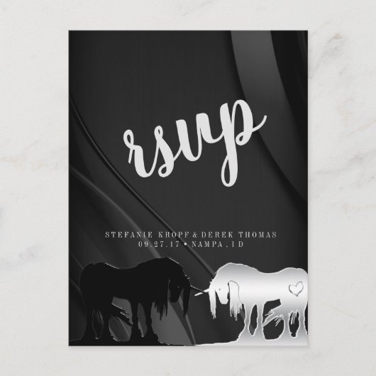 神秘ユニコーンRSVP (黒い渦巻き) ポストカード (正面)