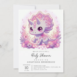 神秘威厳のある恐竜の赤ちゃんシャワー 招待状