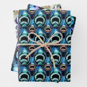神秘的おもしろいな暗いファンタジー眼球の水色 ラッピングペーパーシート (インサイチュ)