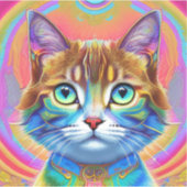 神秘的お洒落なカラフル猫 シール (正面)