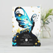 神秘的お洒落な蝶誕生日 招待状 (スタンド正面)