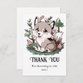 神秘的かわいらしな狼の赤ちゃんシャワー サンキューカード (正面/裏面)