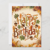 神秘的かわいらしシーズンオータム秋ハッピーバースデー カード (正面)