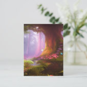 神秘的で魔法の秘密の妖精白熱［赤熱］光を放つの森 ポストカード (スタンド正面)