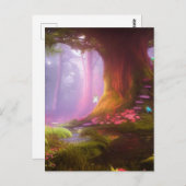 神秘的で魔法の秘密の妖精白熱［赤熱］光を放つの森 ポストカード (正面/裏面)