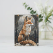 神秘的なお洒落月明かりの中のリーガルレッドキツネ ポストカード (スタンド正面)