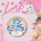 神秘的なかわいいアイスドラゴン誕生日 ペーパープレート (パーティー)