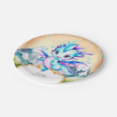 神秘的なかわいいアイスドラゴン誕生日 ペーパープレート (アングル)