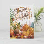 神秘的なかわいいウッドランドオータム秋ハッピーバースデー カード (スタンド正面)
