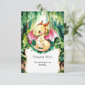 神秘的なかわいいドラゴンの誕生日 サンキューカード (スタンド正面)