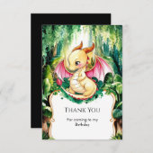 神秘的なかわいいドラゴンの誕生日 サンキューカード (正面/裏面)