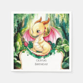 神秘的なかわいいドラゴン誕生日 スタンダードカクテルナプキン (正面)