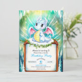 神秘的なかわいいドラゴン誕生日 招待状 (スタンド正面)