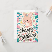神秘的なかわいいバニーデジタル誕生日カード カード (正面/裏面インサイチュ)