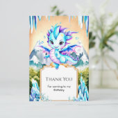 神秘的なかわいい氷のドラゴン誕生日 サンキューカード (スタンド正面)