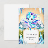 神秘的なかわいい氷のドラゴン誕生日 サンキューカード (正面/裏面)