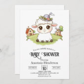 神秘的なかわいらし羊の赤ちゃんシャワー 招待状 (正面/裏面)