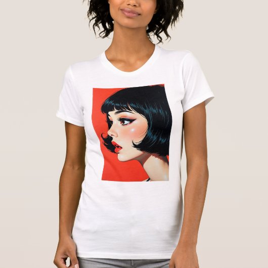 神秘的なしーっとしてるアニメの女の子 Tシャツ (正面)