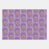 神秘的なすべての行事パープル金ゴールドキラキラ星 ラッピングペーパーシート (正面3)