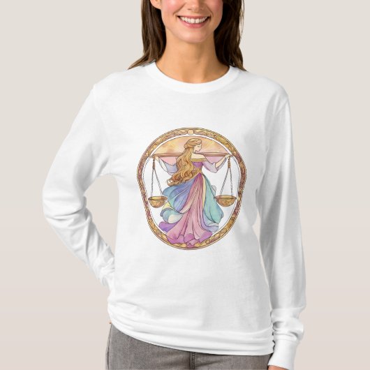 神秘的なてんびん座の女神 Tシャツ (正面)