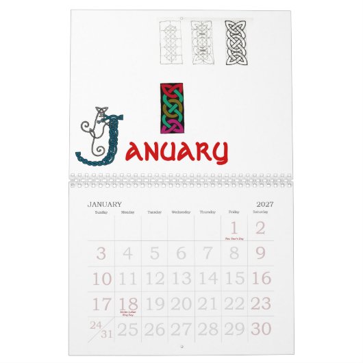 神秘的なばら色のケルト結び目模様2008のカレンダー カレンダー (1月 2027)