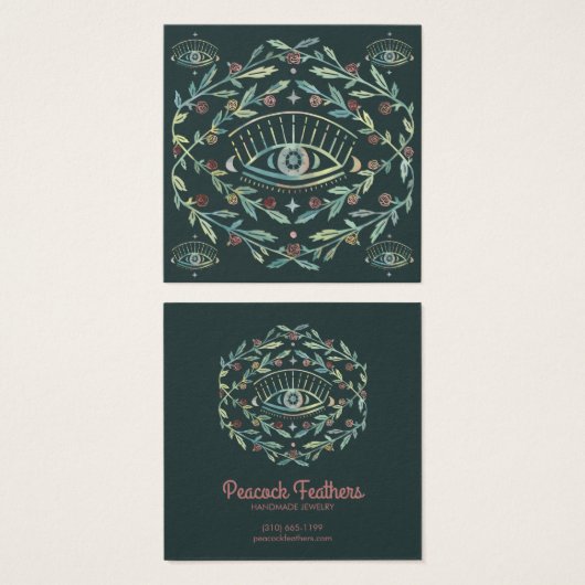 神秘的なアイイヤリングネックレスジュエリーディスプレイカード (正面&裏面)