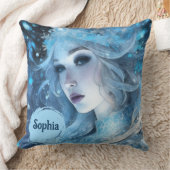 神秘的なアイスクイーン – ファンタジー冬の女神アート クッション (ブランケット)