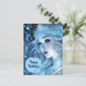 神秘的なアイスクイーン – ファンタジー冬の女神アート シーズンポストカード (スタンド正面)